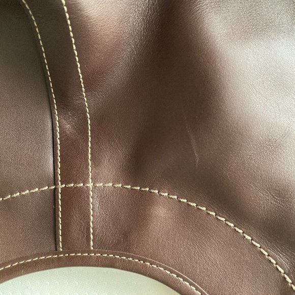 Women Coach Shoulder Satchel Genuine Brown Leather